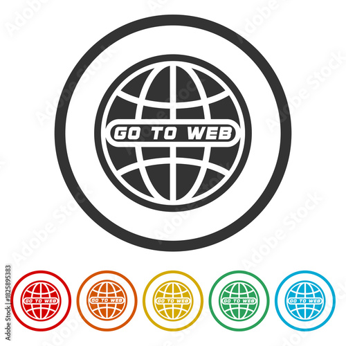 Go to web globe icon. Set icons in color circle buttons