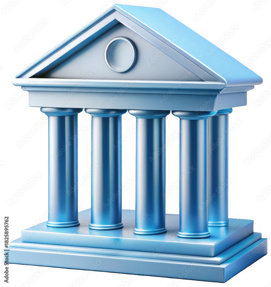 Obraz premium 3D rendered bank building icon finance glossy png institution png money png savings png architecture png business png banking png shiny png investment png economy png transparent background image