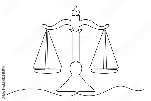 Justice scale simple single line art drawing outline illustration minimal