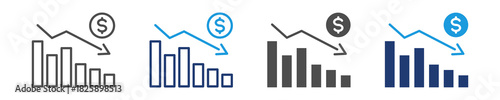 financial loss icon set multiple style
