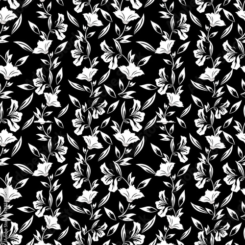 Elegant flower pattern featuring delicate botanical motifs arranged in a seamless repeating design.