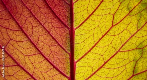 Close-Up of Red and Yellow Leaf Veins