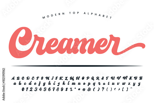 Creamer font alphabet capital letter small letter numbers sign and symbol