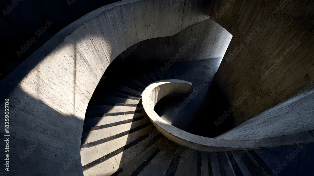 Obraz premium Concrete Spiral Staircase Architecture