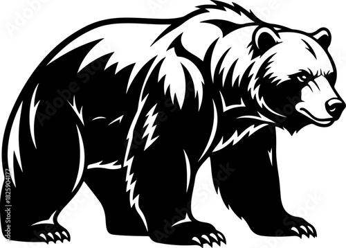 Strong Grizzly Bear Illustration – Bold Wildlife Vector Art