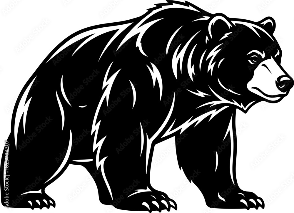 Fototapeta premium Strong Grizzly Bear Illustration – Bold Wildlife Vector Art