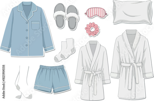 Cozy Night In Sleepwear Collection with Robe, Slippers and Accessories