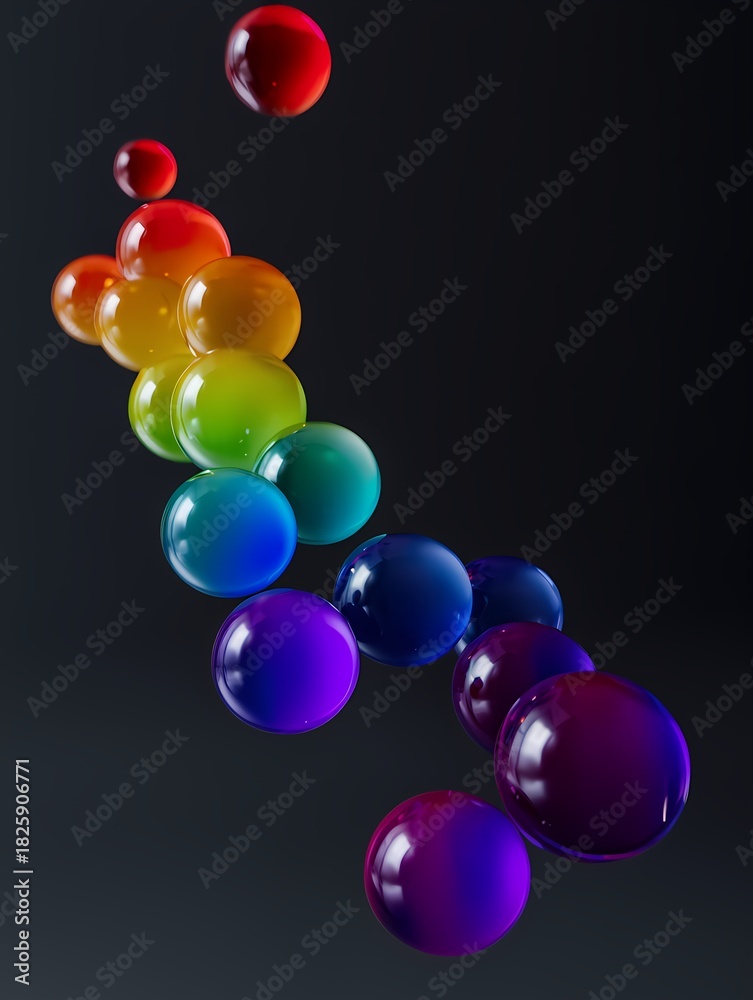 Fototapeta premium Rainbow spheres floating abstract background 