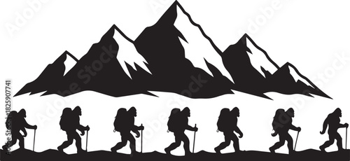 Bigfoot Family Mountain Scene Silhouette – Sasquatch Forest Adventure Art
