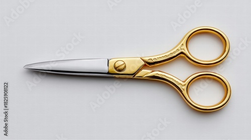 Elegant gold scissors on a white background