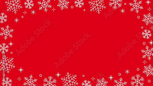 雪の結晶　フレーム　背景　赤　ベクター　シンプル