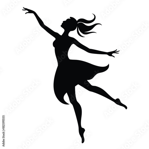 Graceful female dancer silhouette dancing