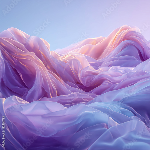 Dreamy Purple Mountains: Abstract Liquid Mesh Landscape