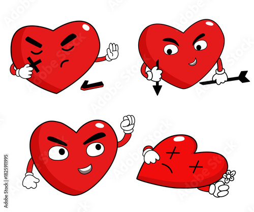 Vector illustration of a hardened, closed heart symbolizing emotional rejection, guarded feelings, and a strong barrier against any emotions that try to come in.