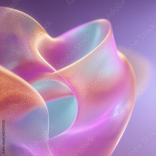 Abstract Neon Ribbon: Flowing Gradient Mesh Structure 3D