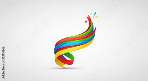 Abstract colorful ribbon swirl design element with vibrant flowing lines for celebration or creative concept