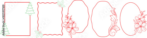 Set of frames decorated with pink flowers for wedding and invitation