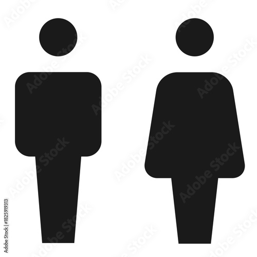 Basic human figure symbols in a clean, minimalist style. Suitable for user interface, public signs, restroom symbols, team illustrations, or general social content.