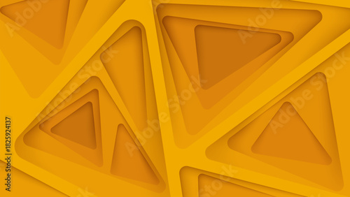 Abstract yellow geometric background with 3D triangular shapes