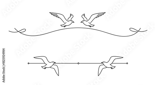 Elegant decorative dividers featuring flying birds and flowing designs