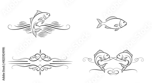 Elegant decorative fish dividers with artistic aquatic designs