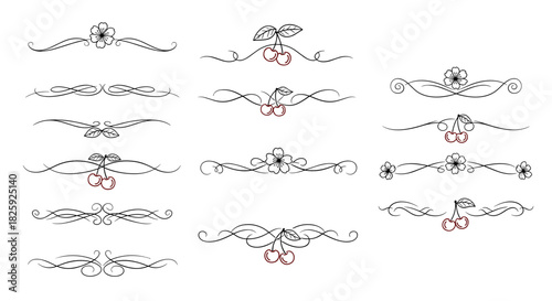 Decorative dividers featuring floral and cherry motifs with intricate designs
