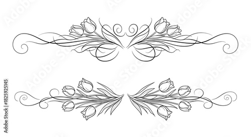 Elegant decorative dividers featuring tulip and swirl designs
