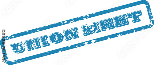 Retro Blue Union Meet Distressed Rubber Stamp with a Bold Aesthetic