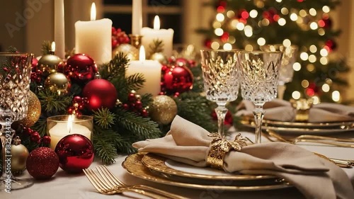 christmas table setting, New Year background