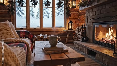 Christmas tree with fireplace, Cozy Christmas fireplace