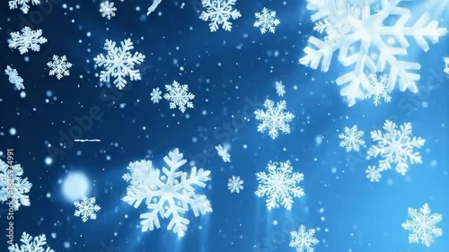 blue christmas background with snowflakes