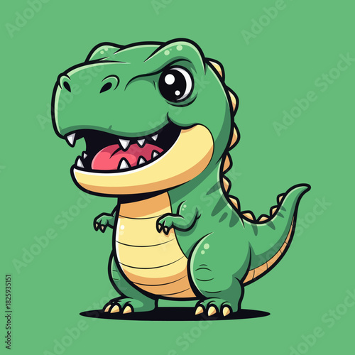 Cute dino tyrannosaur standing cartoon vector icon illustration animal nature icon isolated flat