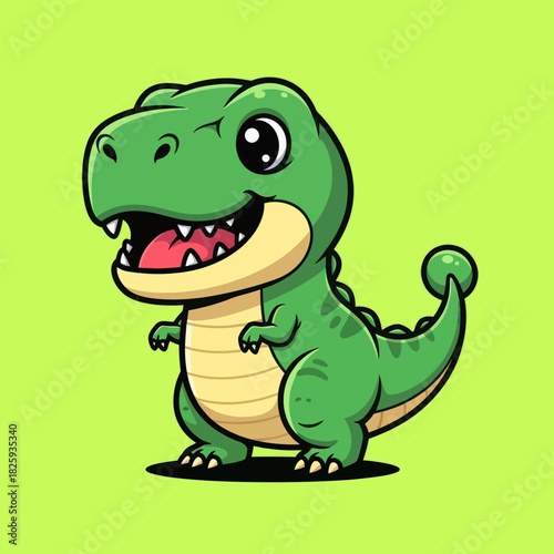 Cute dino tyrannosaur standing cartoon vector icon illustration animal nature icon isolated flat