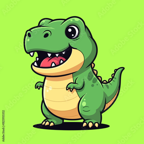 Cute dino tyrannosaur standing cartoon vector icon illustration animal nature icon isolated flat