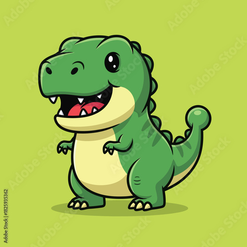 Cute dino tyrannosaur standing cartoon vector icon illustration animal nature icon isolated flat