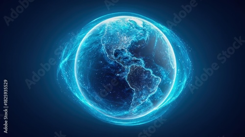 Wallpaper Mural Glowing Earth with energy field in a digital illustration. Torontodigital.ca