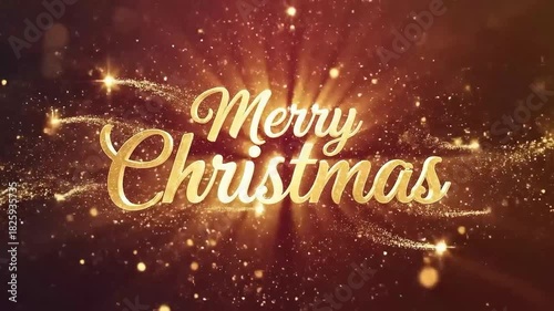 Merry Christmas Background Reveal Animation background with golden elegant hand lettered lighting text revea