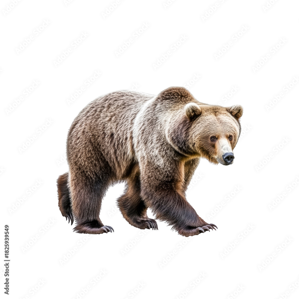 Obraz premium Brown bear walking on Transparent Background