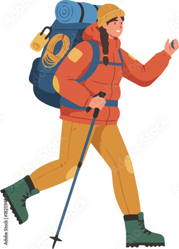 Female Trekker Ascending