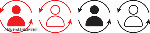 Replace person icon set, Person with arrow change icons, Vector icon symbol for website, User staff rotation icon symbol,

