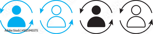 Replace person icon set, Person with arrow change icons, Vector icon symbol for website, User staff rotation icon symbol,
