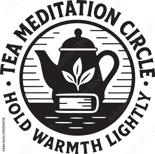 Tea Meditation Circle Retro Teapot Meditation Badge.eps