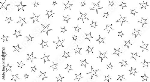 A Seamless Pattern of Hand-Drawn Stars on a White Background