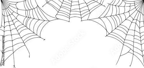 Black and White Spider Web Border with Empty Space