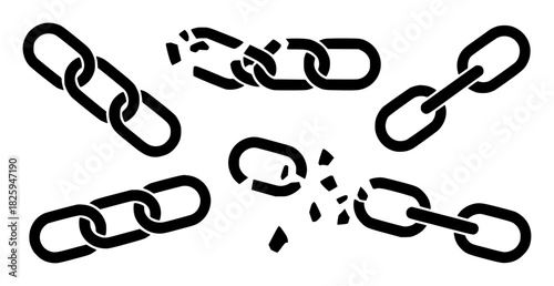 Broken Chain Links Symbolizing Separation, Weakness, and Freedom
