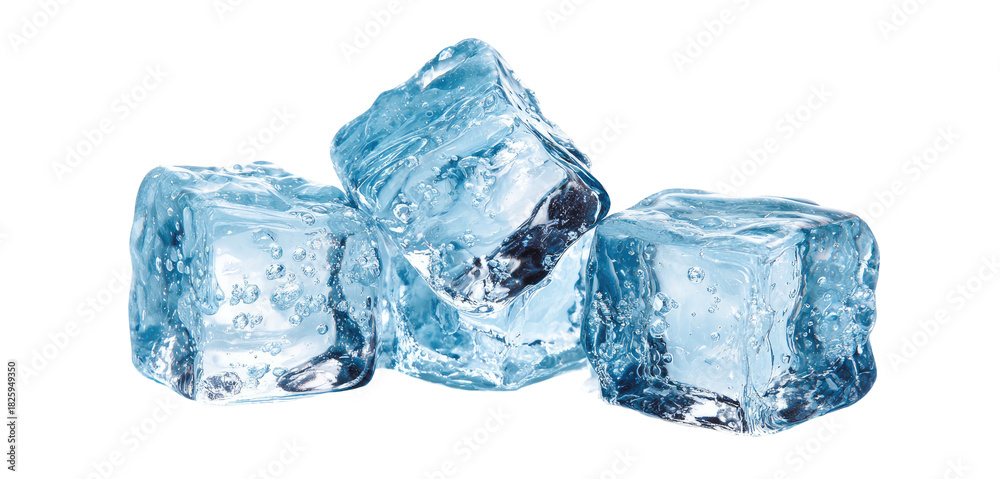 Fototapeta premium Close up of clear, translucent ice cubes with small bubbles