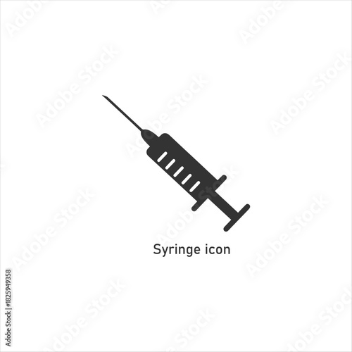Syringe Icon Medical Injection Symbol Outline for Vaccine Drug Delivery and Hypodermic Needle Equipment Health Care Vector Design