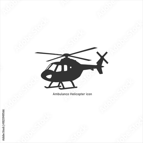 Black silhouette icon of an ambulance helicopter for emergency medical services, air rescue transport, and rapid critical care.