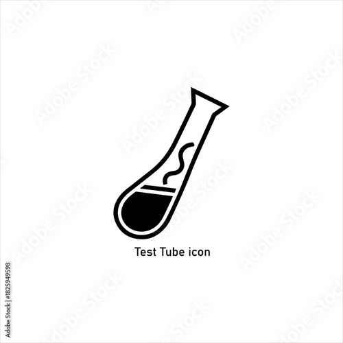 Test Tube Icon Chemical Lab Experiment Symbol Outline for Science Research and Medical Laboratory Flask Equipment Vector Design