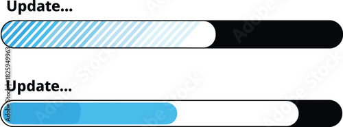 Modern update progress bar illustration showing loading status, software upgrade process, user interface design element, digital progress indicator graphic